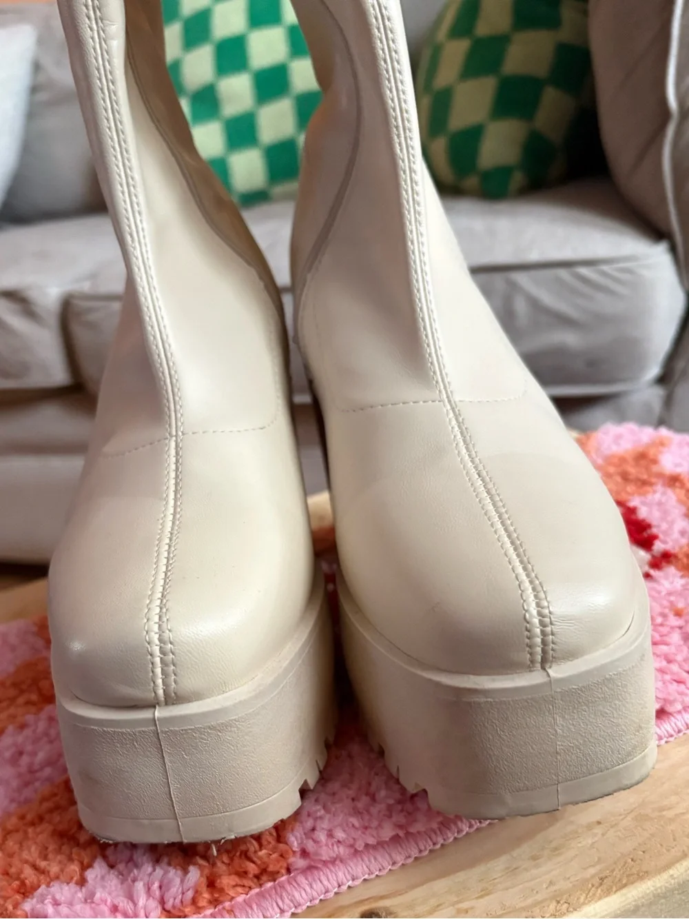 Fashion Nova Cream Platform Over-the-Knee Boots
